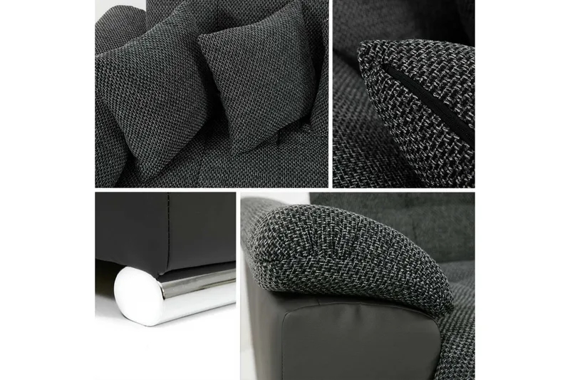 Niko U-Bäddsoffa 350x205x76 cm Divan Höger - Vit/Grå - Products - Möbler - Soffa - Bäddsoffa - Bäddsoffa längsbäddad