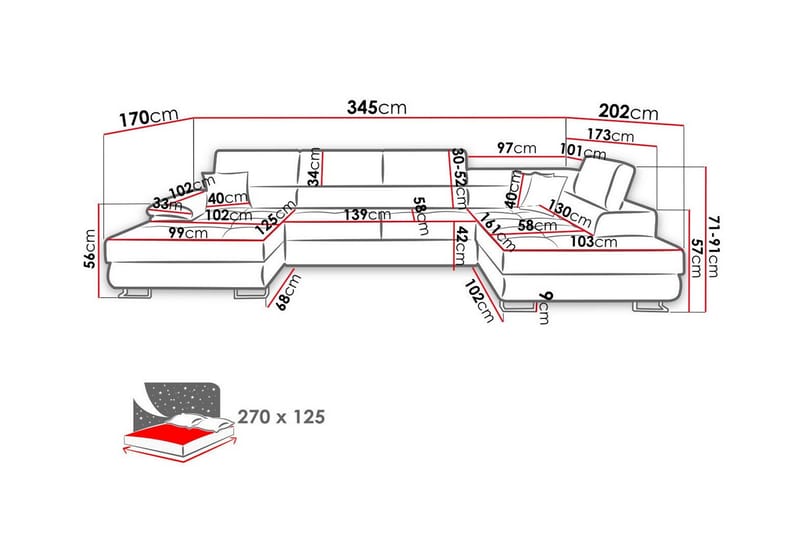 Reginia 4-sits Hörnbäddsoffa - Products - Möbler - Soffa - Bäddsoffa - Hörnbäddsoffa