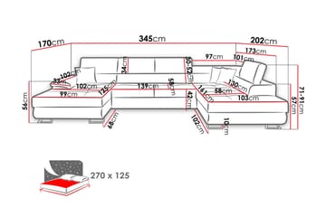 Reginia 6-sits Bäddsoffa - Vit/Grå - Products - Möbler - Soffa - Bäddsoffa - Bäddsoffa längsbäddad
