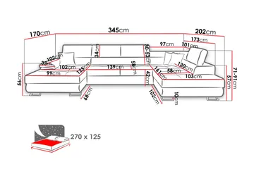 Reginia Bäddsoffa Höger - Grå - Products - Möbler - Soffa - Bäddsoffa - Bäddsoffa divan