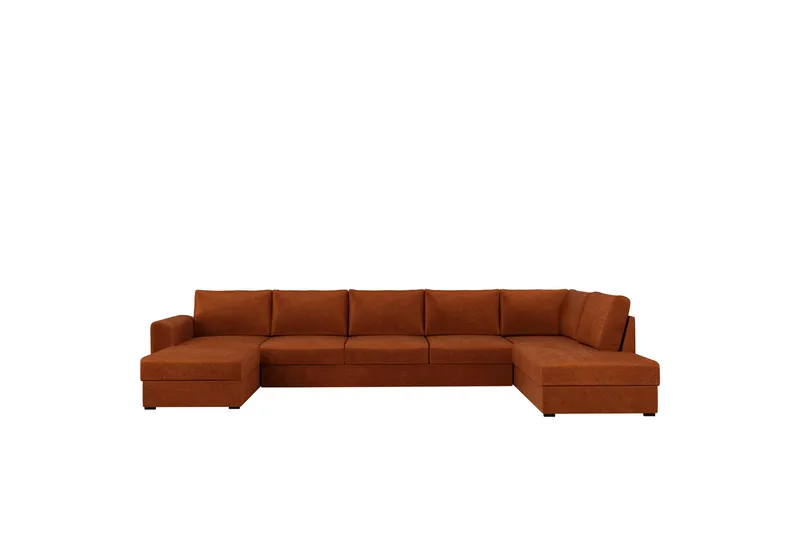 Taberk Bäddsoffa med Divan och Schäslong 5-sits i Chenille, Orange
