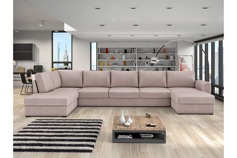 Taberk Bäddsoffa med Divan och Schäslong 5-sits - Rosa - Products - Möbler - Soffa - Bäddsoffa - Bäddsoffa divan
