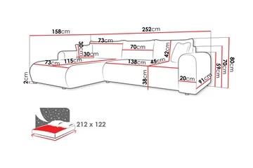 Tacon Bäddsoffa m. Divan 3-sits - Rosa - Products - Möbler - Soffa - Bäddsoffa - Bäddsoffa divan