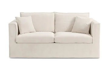 Travstad 3-sits Bäddsoffa med HVILA Bäddmadrass 140x200 cm Polyesterskum med Tvättbar klädsel, Beige/Vit