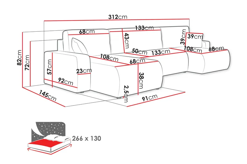 Barile Soffa Dubbeldivan 4-sits - Blå - Products - Möbler - Soffa - U-soffa