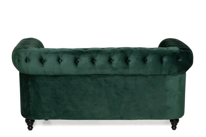 Chesterfield Lyx 2-sits Liten sammetssoffa - Djup soffa 160 cm bred - Grön - Products - Möbler - Soffa - 2 sits soffa