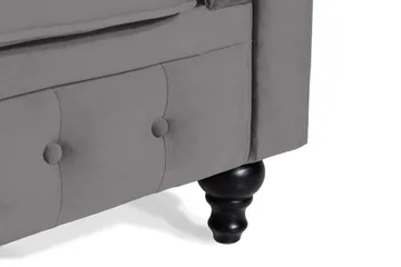 Chesterfield Lyx 2-sits Liten Sammetssoffa - Djup soffa 160 cm bred - Mörkgrå / Grå - Products - Möbler - Soffa - Sammetssoffa