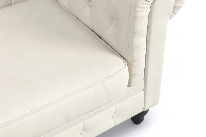Chesterfield Lyx 3 sits Sammetssoffa- Djup soffa - Beige / Vit / Ljus - Products - Möbler - Soffa - Chesterfield soffa