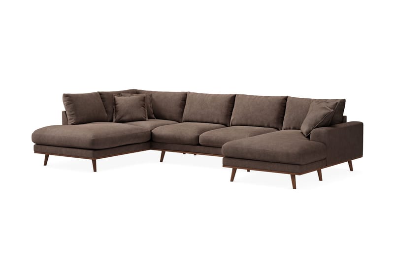 Copenhagen Premium 5-sits Vänstervänd U-formad Djup Soffa med Divan och Schäslong i Tyg - Mörkbrun - Products - Möbler - Soffa - U-soffa