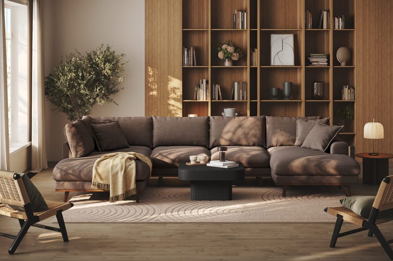 Copenhagen Premium 5-sits Vänstervänd U-formad Djup Soffa med Divan och Schäslong i Tyg - Mörkbrun - Products - Möbler - Soffa - U-soffa