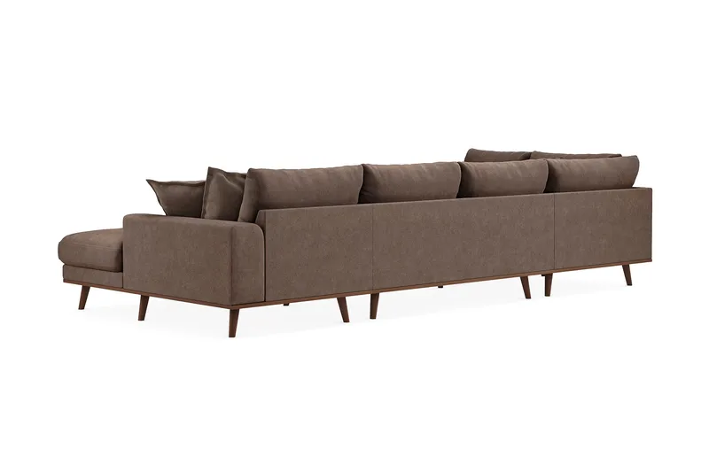 Copenhagen Premium 5-sits Vänstervänd U-formad Djup Soffa med Divan och Schäslong i Tyg - Mörkbrun - Products - Möbler - Soffa - U-soffa