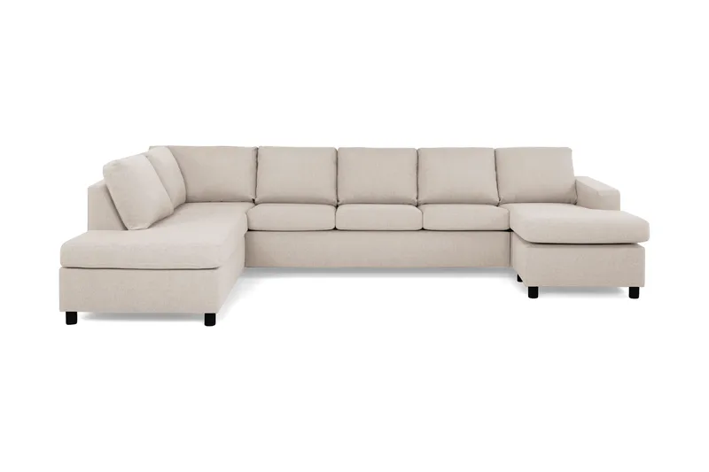 Crazy 5-sits Vänstervänd U-formad X-Large Soffa med Divan och Schäslong i Tyg, Beige
