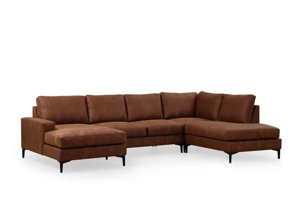 Svanabyn Soffa m. Divan och Schäslong 4-sits, Brun