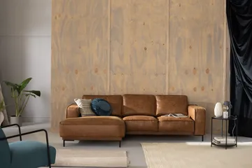 Akron 2-sits Soffa med Divan Vänster Bondedläder - Brun - Products - Möbler - Soffa - Divansoffa & schäslongsoffa - 2 sits soffa med divan