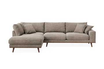 Copenhagen Premium 4-sits Vänstervänd L-formad Djup Schäslongsoffa i Chenille, Brun