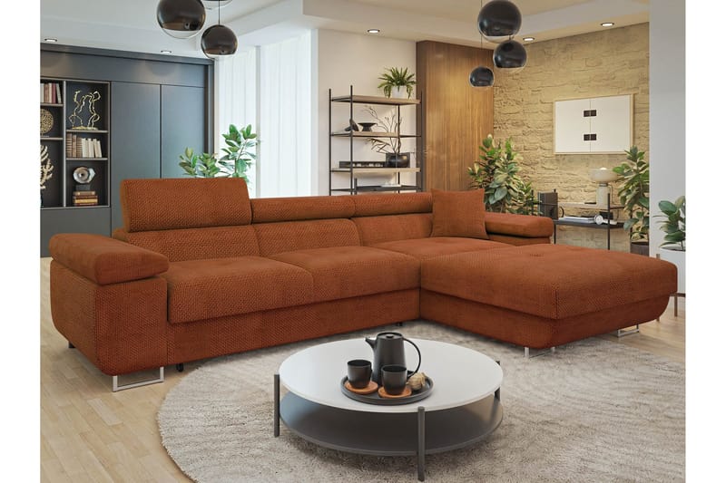 Gabina Soffa med Divan 3-sits - Orange - Products - Möbler - Soffa - Divansoffa & schäslongsoffa - 3 sits soffa med divan