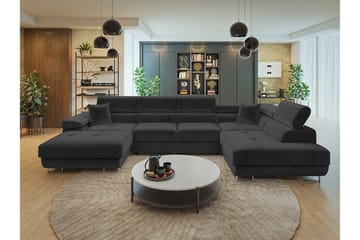 Gabina Soffa med Divan och Schäslong 4-sits - Svart - Products - Möbler - Soffa - Divansoffa & schäslongsoffa - 4 sits soffa med divan