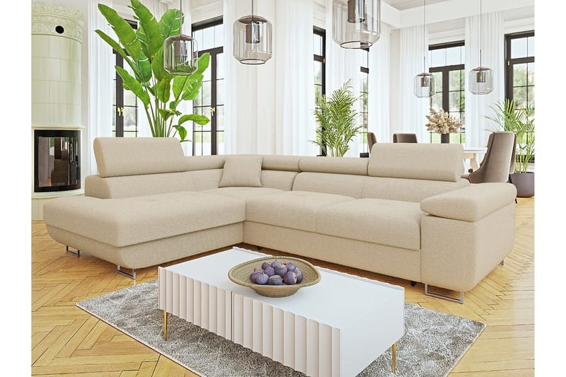 Gabina Soffa med Schäslong 3-sits - Beige - Products - Möbler - Soffa - Divansoffa & schäslongsoffa - 3 sits soffa med divan