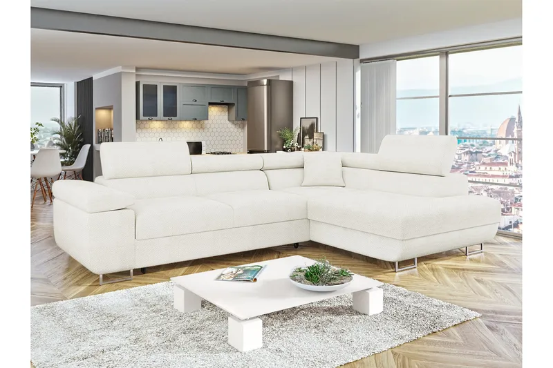 Gabina Soffa med Schäslong 3-sits - Vit - Products - Möbler - Soffa - Divansoffa & schäslongsoffa - 3 sits soffa med divan