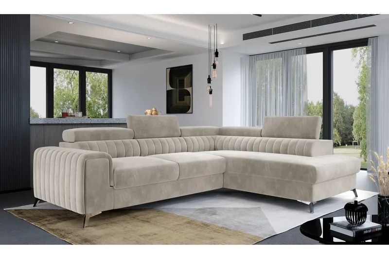 Laurece Schäslongsoffa Höger, Beige