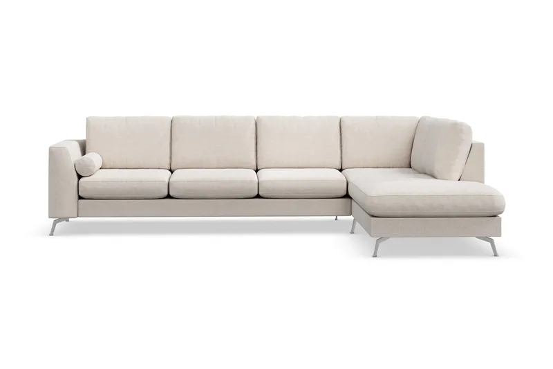 Ocean Lyx 4-sits Högervänd L-formad Schäslongsoffa i Tyg, Beige
