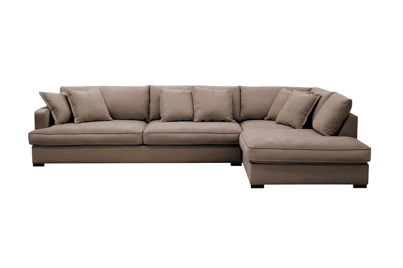 Rossita Lyx 4-sits Extra djup Soffa med Schäslong Höger, Brun Tyg