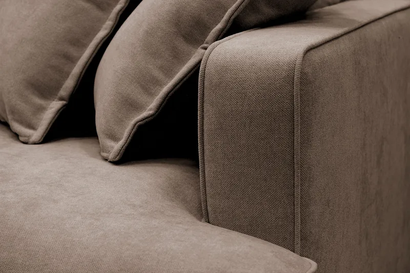 Rossita Lyx 4-sits Extra djup Soffa med Schäslong Vänster - Brun Tyg - Products - Möbler - Soffa - Divansoffa & schäslongsoffa - 4 sits soffa med divan
