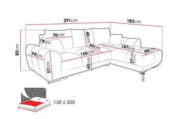Simerly Soffa med Divan 3-sits - Grå - Products - Möbler - Soffa - Divansoffa & schäslongsoffa - 3 sits soffa med divan