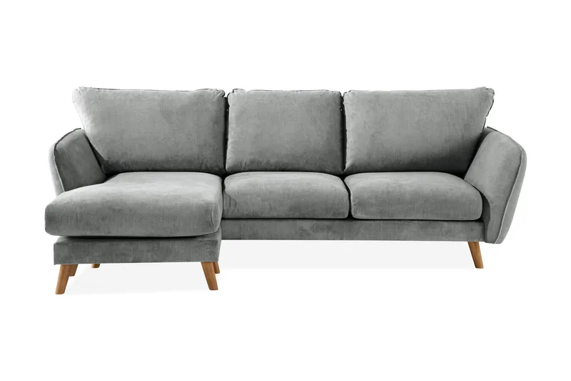 Trend Lyx 3-sits Vänstervänd L-formad Divansoffa i Tyg, Grå
