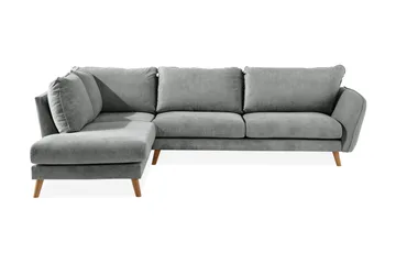 Trend Lyx 4-sits Vänstervänd L-formad Schäslongsoffa i Tyg, Grå