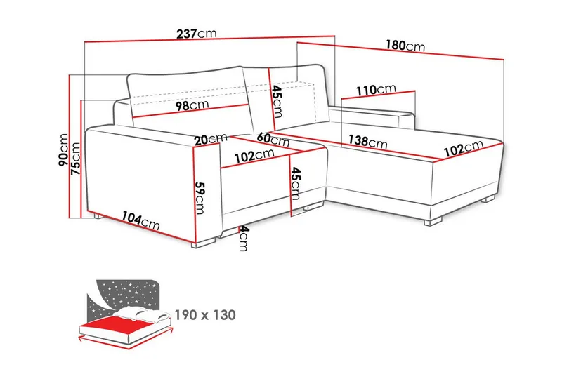 Denegal 3-sits Hörnsoffa - Products - Möbler - Soffa - Hörnsoffa