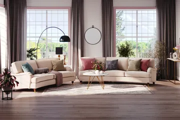 Howard Lyx 3-sits Svängd Tygsoffa - Beige - Products - Möbler - Soffa - 3 sits soffa