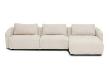 Milano 5-sits Rundad Högervänd L-soffa med Låg Rygg i Beige Boucle
