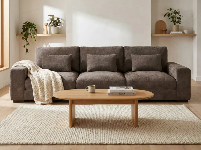 Dubai 3-sits soffa Extra Djup i Chenille - Mörkbrun - Products - Möbler - Soffa - Modulsoffa - Komplett modulsoffa