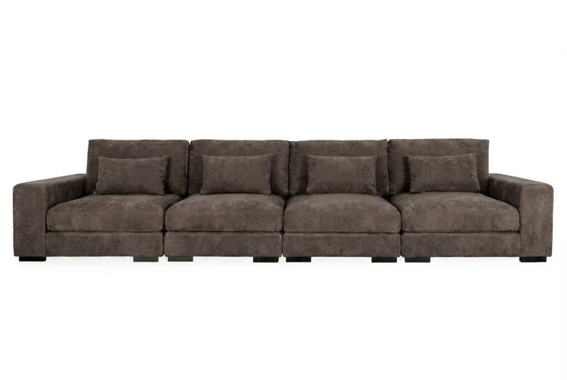 Dubai 4-sits soffa Extra Djup i Chenille - Mörkbrun - Products - Möbler - Soffa - Modulsoffa - Komplett modulsoffa