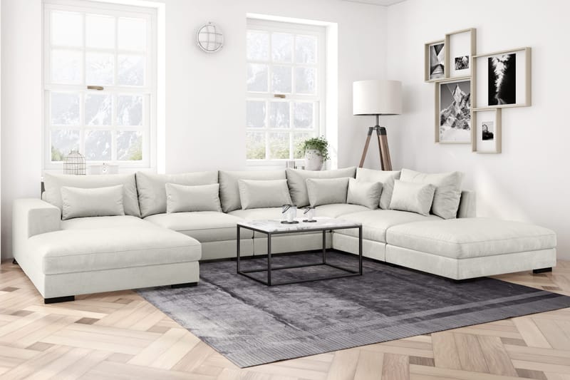 Dubai Hörnmodul Sammet Extra Djup - Vit - Products - Möbler - Soffa - Modulsoffa - Hörnmodul