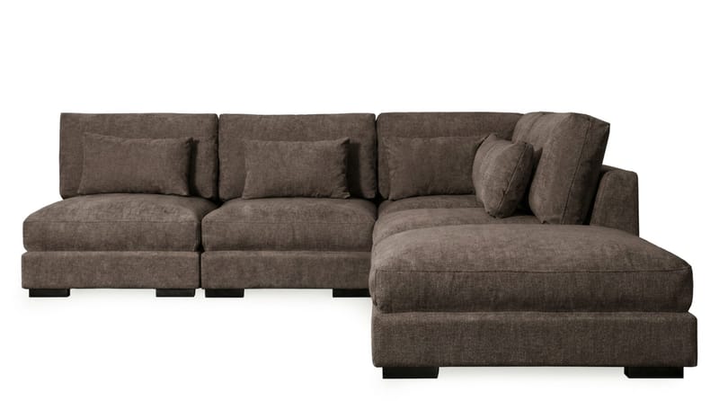 Dubai Schäslongsoffa Vänster Extra Djup i Chenille, Mörkbrun