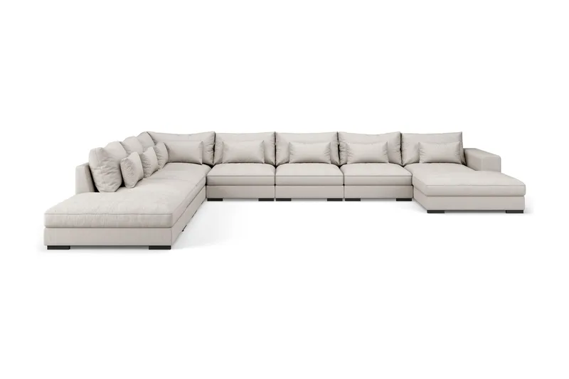 Dubai Stor U-modulsoffa Byggbar med Divan Höger Extra Djup, Ljus / Beige
