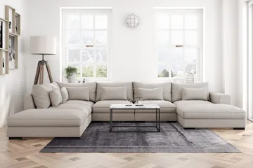 Dubai Stor U-modulsoffa med Divan Höger 432 cm Extra Djup - Beige - Products - Möbler - Soffa - Modulsoffa - Komplett modulsoffa