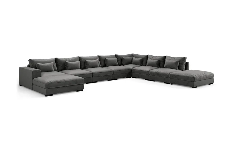 Dubai Stor U-modulsoffa med Divan Vänster Sammet 527 cm Extra Djup - Mörkgrå - Products - Möbler - Soffa - Modulsoffa - Komplett modulsoffa