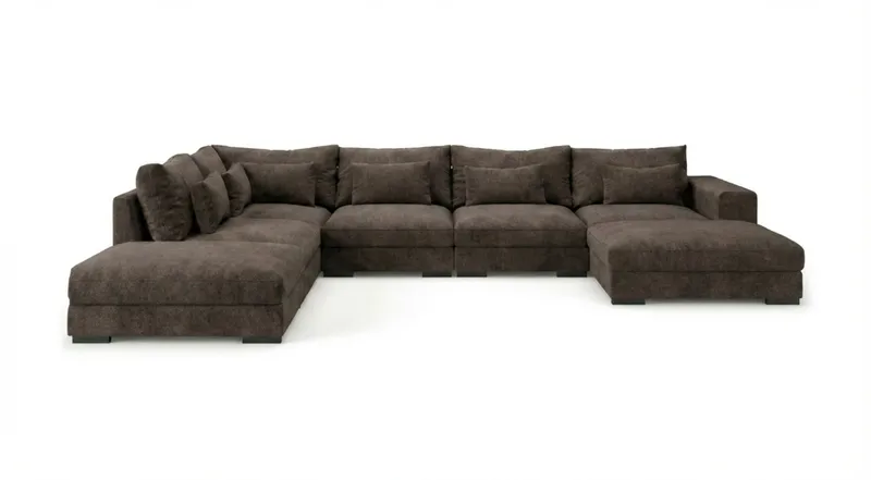 Dubai U-modulsoffa med Divan Höger Extra Djup i Chenille - Mörkbrun - Products - Möbler - Soffa - Modulsoffa - Komplett modulsoffa