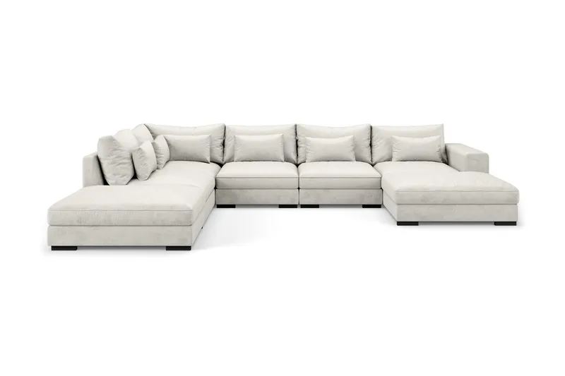Dubai U-modulsoffa med Divan Höger Sammet, Vit