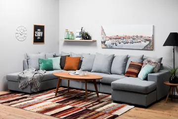 Nebraska U-soffa Divan Höger Kuvertkuddar - Ljusgrå - Products - Möbler - Soffa - U-soffa