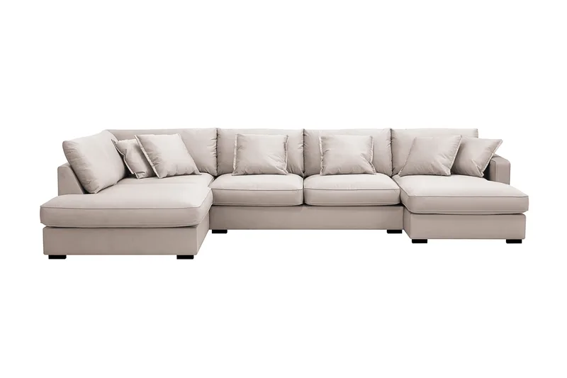 Rossita Lyx 5-sits Högervänd U-formad Extra djup Soffa med Divan och Schäslong i Sammet - Beige - Products - Möbler - Soffa - Sammetssoffa