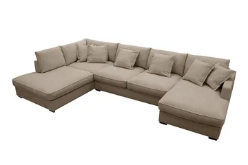 Rossita Lyx 5-sits Högervänd U-formad Extra djup Soffa med Divan och Schäslong i Tyg - Brun - Products - Möbler - Soffa - U-soffa