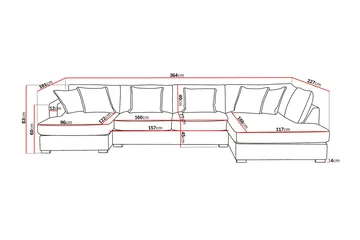Rossita Lyx 5-sits Högervänd U-formad Extra djup Soffa med Divan och Schäslong i Tyg - Brun - Products - Möbler - Soffa - U-soffa