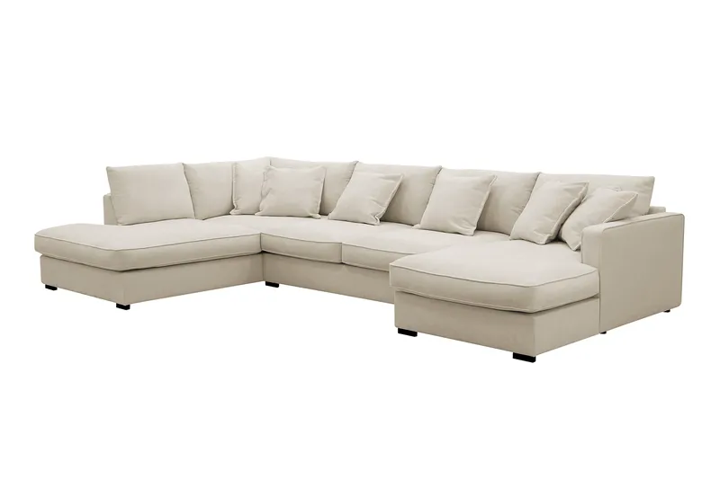 Rossita Lyx 5-sits Vänstervänd U-formad Extra djup Soffa med Divan och Schäslong i Tyg - Beige - Products - Möbler - Soffa - U-soffa