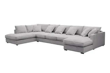 Rossita Lyx 6-sits Högervänd U-formad Extra djup Soffa med Divan och Schäslong i Chenille - Grå - Products - Möbler - Soffa - U-soffa