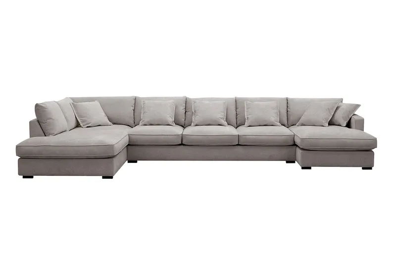 Rossita Lyx 6-sits Högervänd U-formad Extra djup Soffa med Divan och Schäslong i Chenille - Grå/Brun - Products - Möbler - Soffa - U-soffa