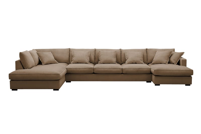 Rossita Lyx 6-sits Högervänd U-formad Extra djup Soffa med Divan och Schäslong i Manchester, Ljusbrun